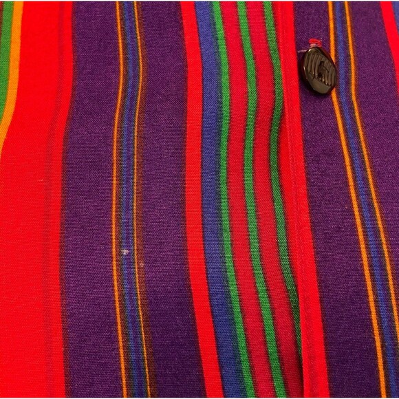 Vintage 80s 90s Z Cavaricci Shirt Rainbow Striped Rayon Shirt Button Down Womens - Picture 8 of 9